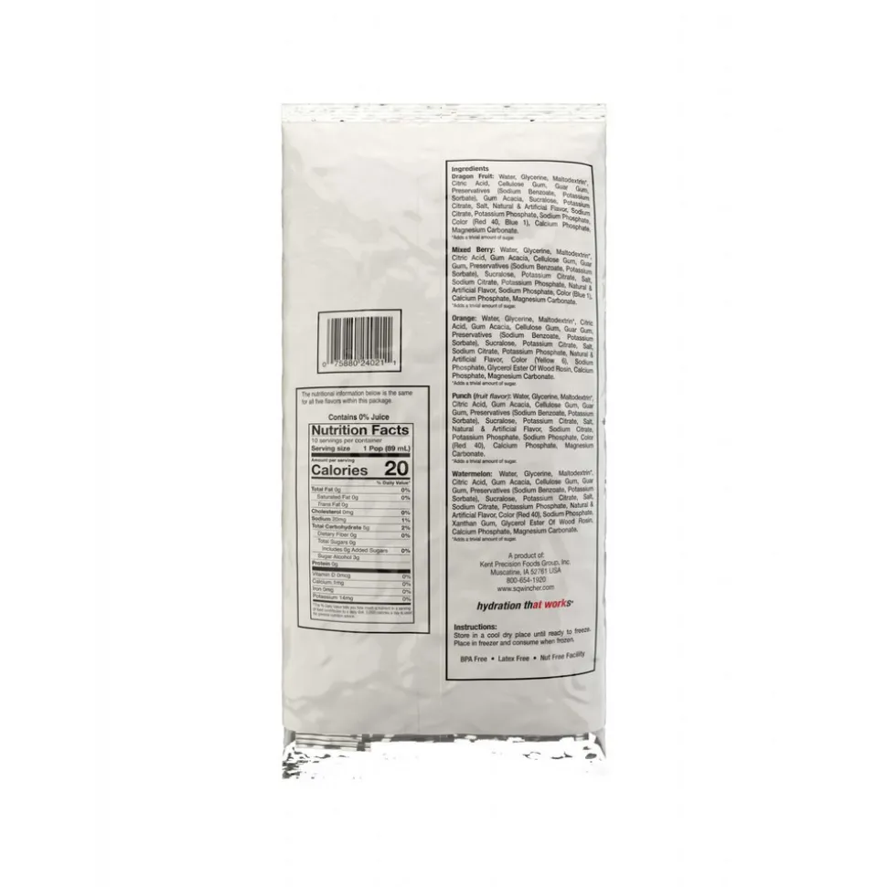 Sqwincher Freeze Pop: 3 oz Packet, Assorted Flavors, Sugar Free, Frozen Liquid, Yields 3.00 oz