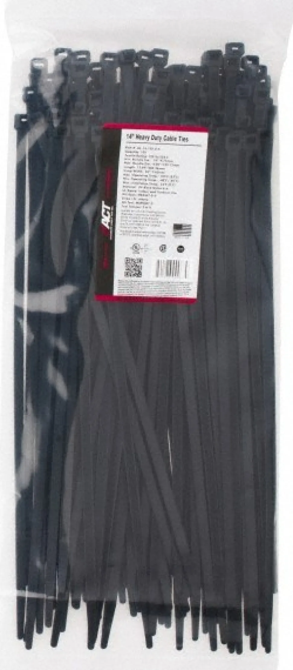 Standard Cable Tie: 14" Long, Black, Nylon