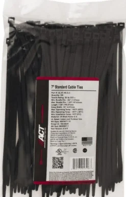 Standard Cable Tie: 7.562" Long, Black, Nylon