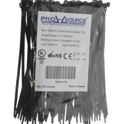 Standard Cable Tie: 6" Long, Black, Nylon