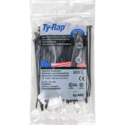 Standard Cable Tie: 5-1/2" Long, Black, Nylon