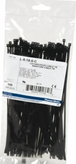 Standard Cable Tie: 8" Long, Black, Nylon