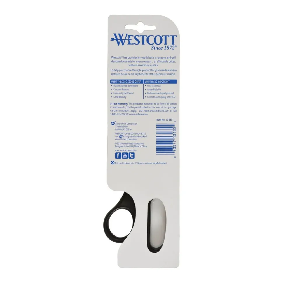Standard: 8" OAL, 3-19/64" LOC, Stainless Steel Blades