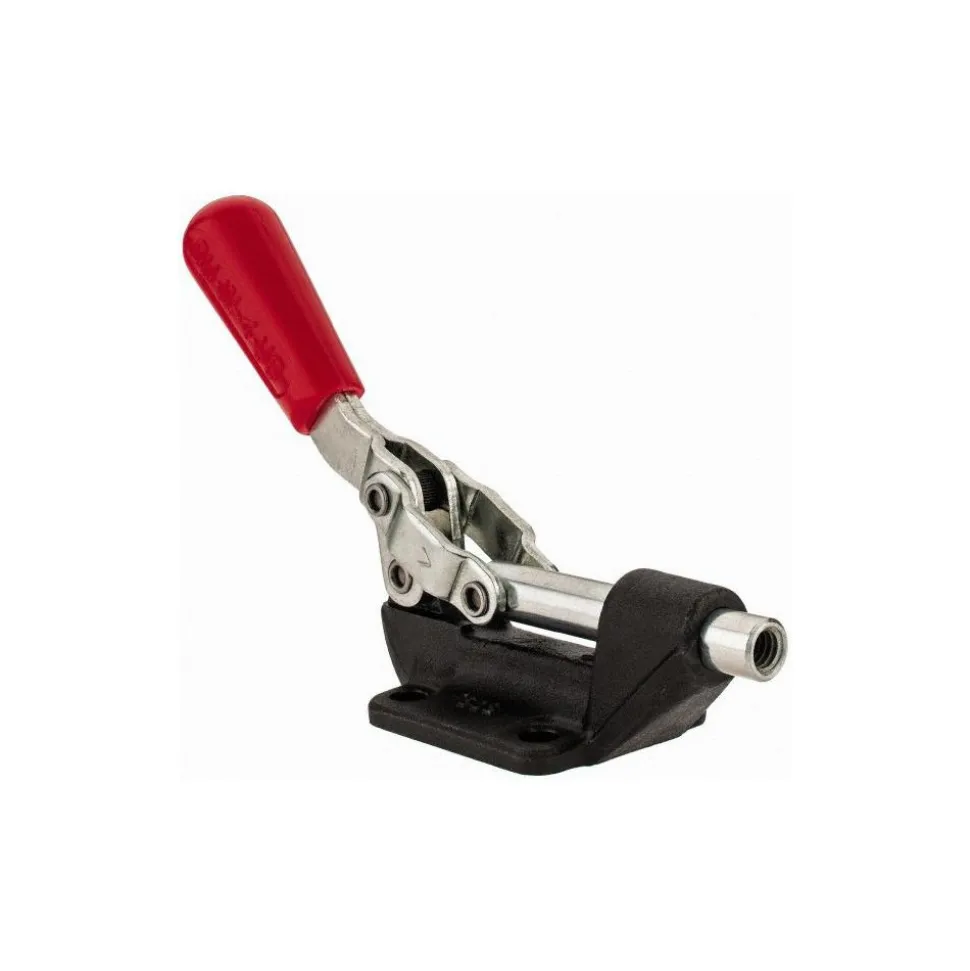 Standard Straight Line Action Clamp: 600 lb Load Capacity, 1.25" Plunger Travel, Flanged Base, Carbon Steel