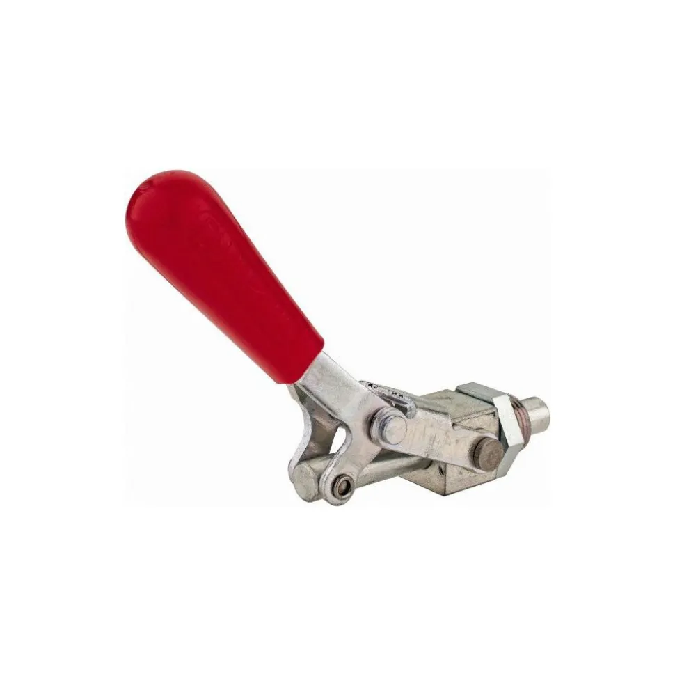 Standard Straight Line Action Clamp: 300 lb Load Capacity, 1.5" Plunger Travel, Mounting Plate Base, Carbon Steel