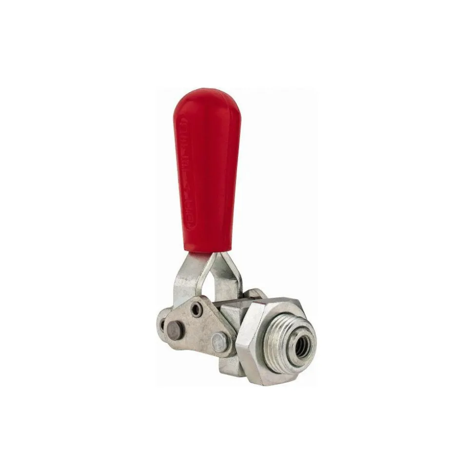 Standard Straight Line Action Clamp: 200 lb Load Capacity, 0.75" Plunger Travel, Mounting Plate Base, Carbon Steel