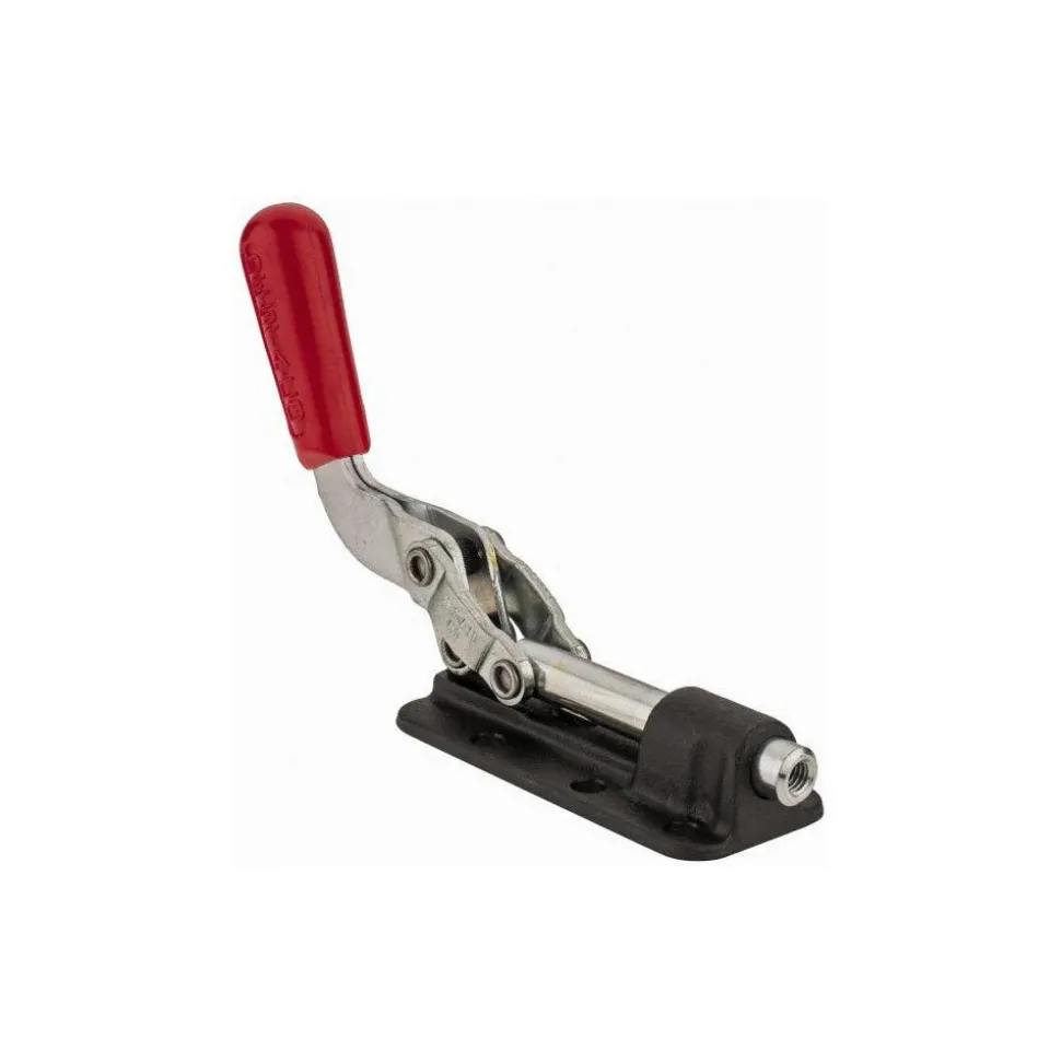 Standard Straight Line Action Clamp: 2,500 lb Load Capacity, 2" Plunger Travel, Flanged Base, Carbon Steel