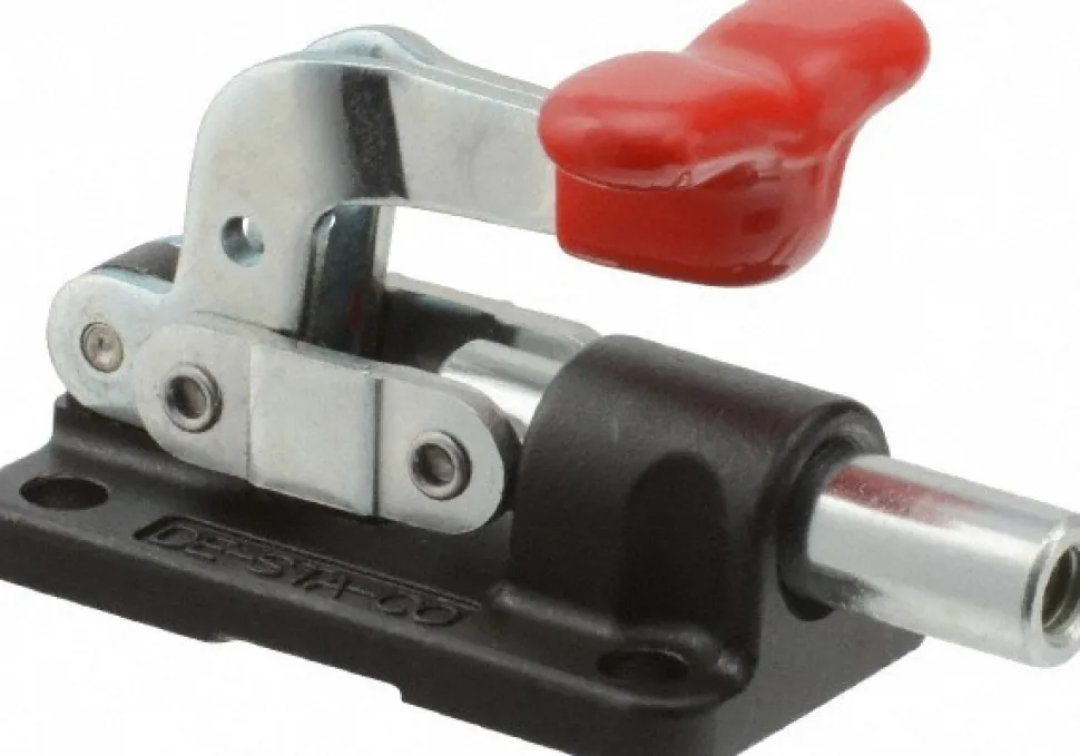 Standard Straight Line Action Clamp: 560 lb Load Capacity, 0.7" Plunger Travel, Flanged Base, Carbon Steel