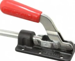 Standard Straight Line Action Clamp: 800 lb Load Capacity, 1.63" Plunger Travel, Flanged Base, Carbon Steel
