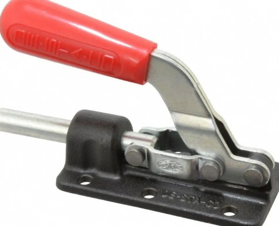 Standard Straight Line Action Clamp: 800 lb Load Capacity, 1.63" Plunger Travel, Flanged Base, Carbon Steel
