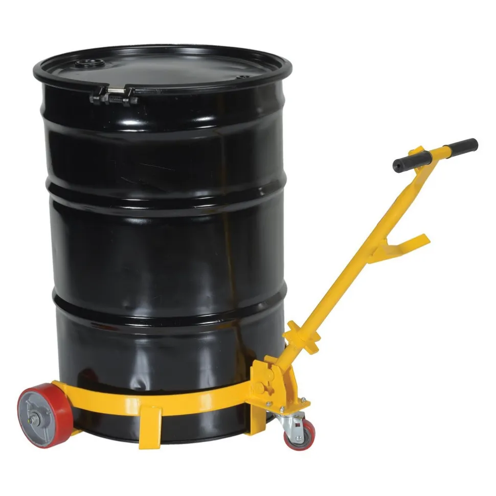 Steel Low Profile Drum Dolly with Poly On Steel Casters: 21-5/8 In. x 31-5/8 In. x 37-5/8 In. 1200 Lb. Capacity Yellow