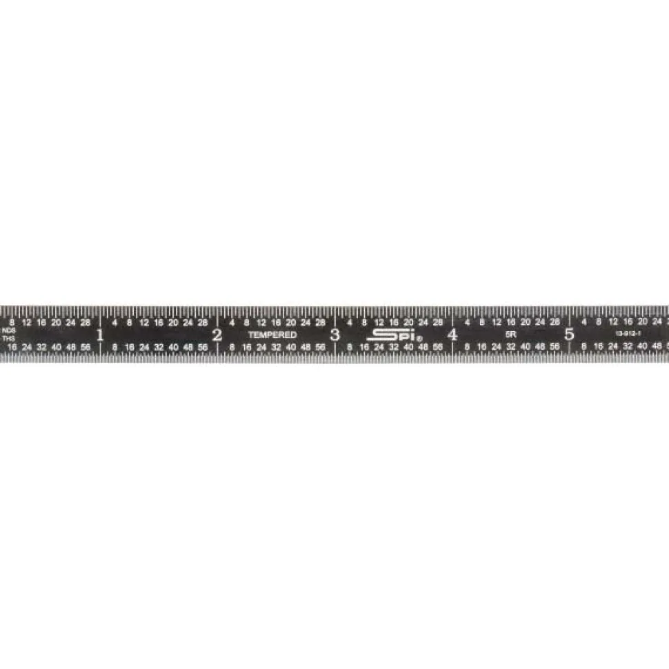Steel Rule: 6" OAL, 5R Graduation, Flexible, 1/2" OAW