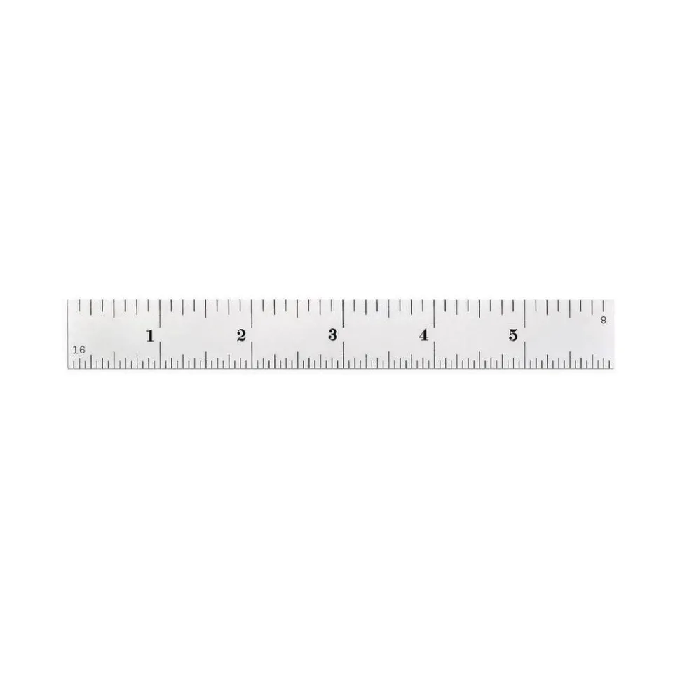Steel Rule: 6" OAL, 4R Graduation, Rigid, 3/4" OAW