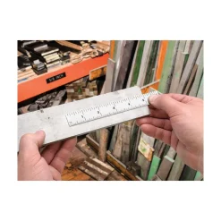 Steel Rule: 6" OAL, 4R Graduation, Rigid, 3/4" OAW