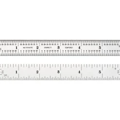 Steel Rule: 6" OAL, 4R Graduation, Rigid, 3/4" OAW