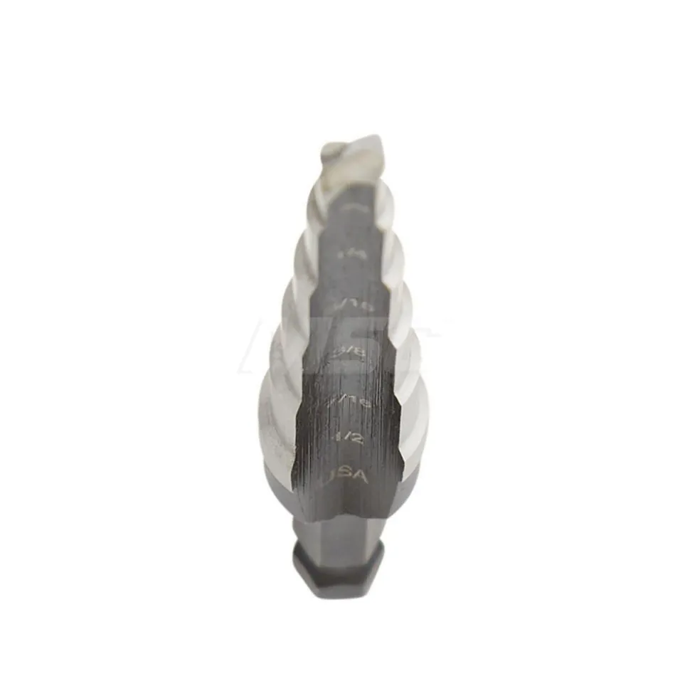 Step Drill Bit: 3/16" Min, 1/2" Max, 1/4" Shank Dia, Cobalt, 6 Hole Sizes