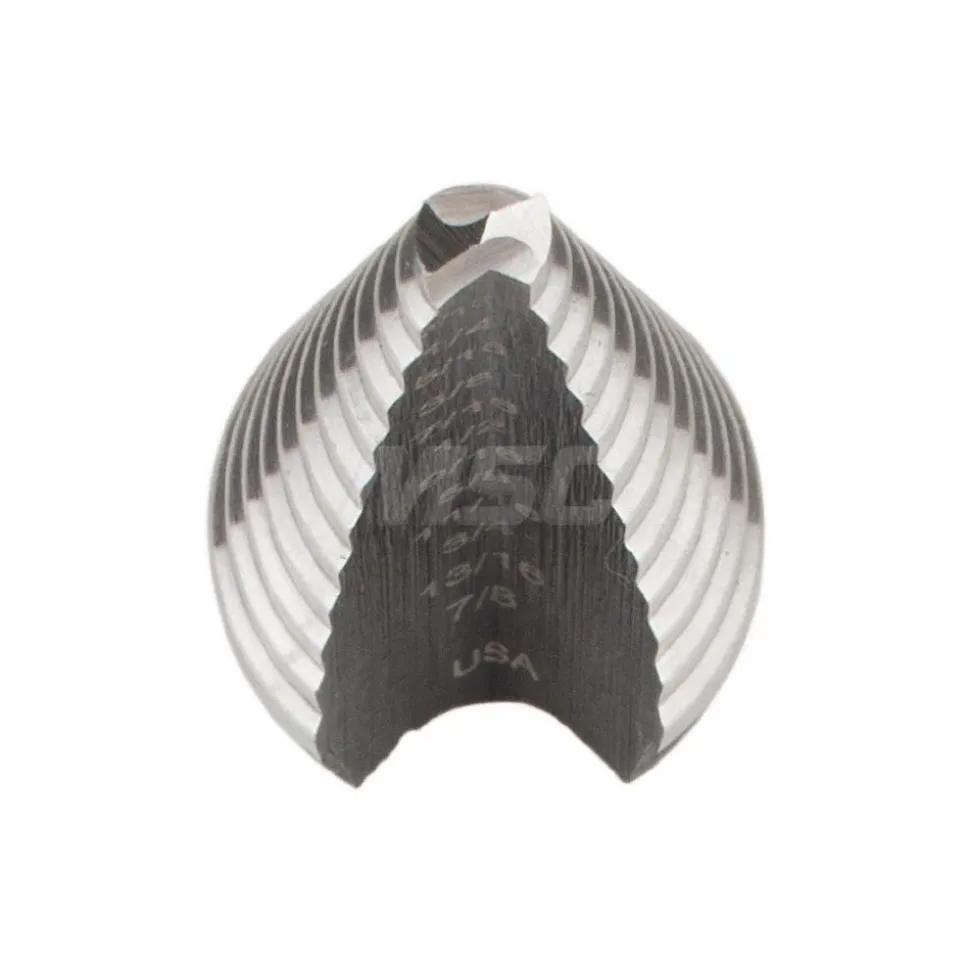 Step Drill Bit: 3/16" Min, 7/8" Max, 3/8" Shank Dia, High-Speed Steel, 12 Hole Sizes