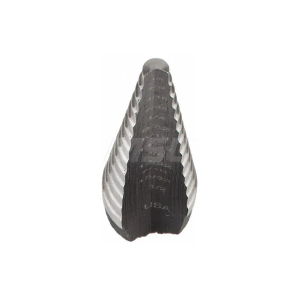 Step Drill Bit: 1/8" Min, 1/2" Max, 1/4" Shank Dia, High-Speed Steel, 13 Hole Sizes