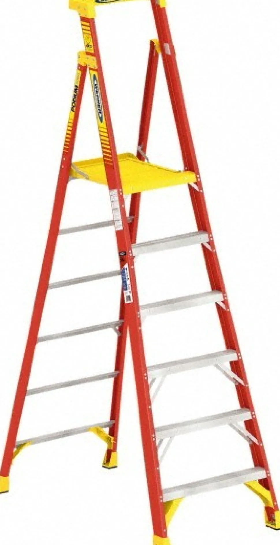 6 Step Fiberglass Foldable Step Ladder: Type IA 300 lb Capacity 8' Height