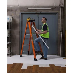 5 Step Fiberglass Foldable Step Ladder: Type IAA 375 lb Capacity 6' Height
