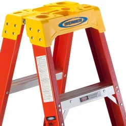 5 Step Fiberglass Foldable Step Ladder: Type IA 300 lb Capacity 6' Height