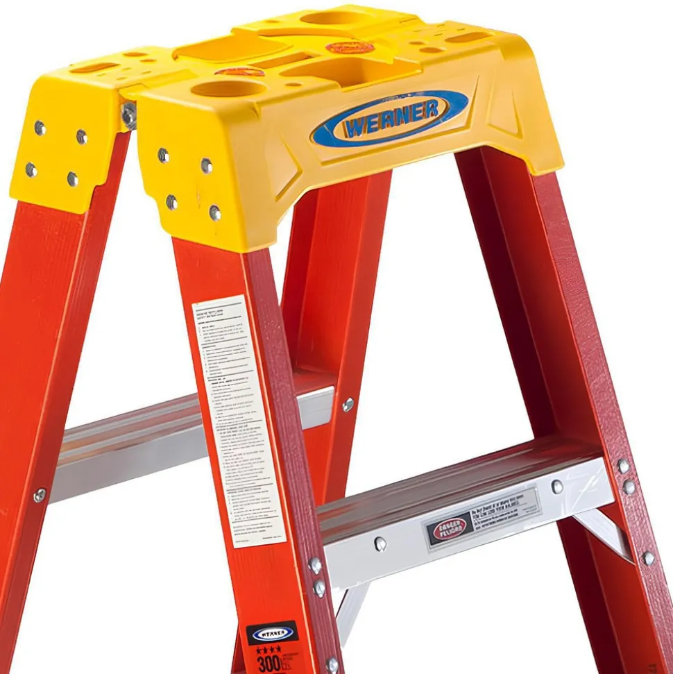 3 Step Fiberglass Foldable Step Ladder: Type IA 300 lb Capacity 4' Height