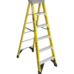 5 Step Fiberglass Foldable Step Ladder: Type IAA 375 lb Capacity 6' Height