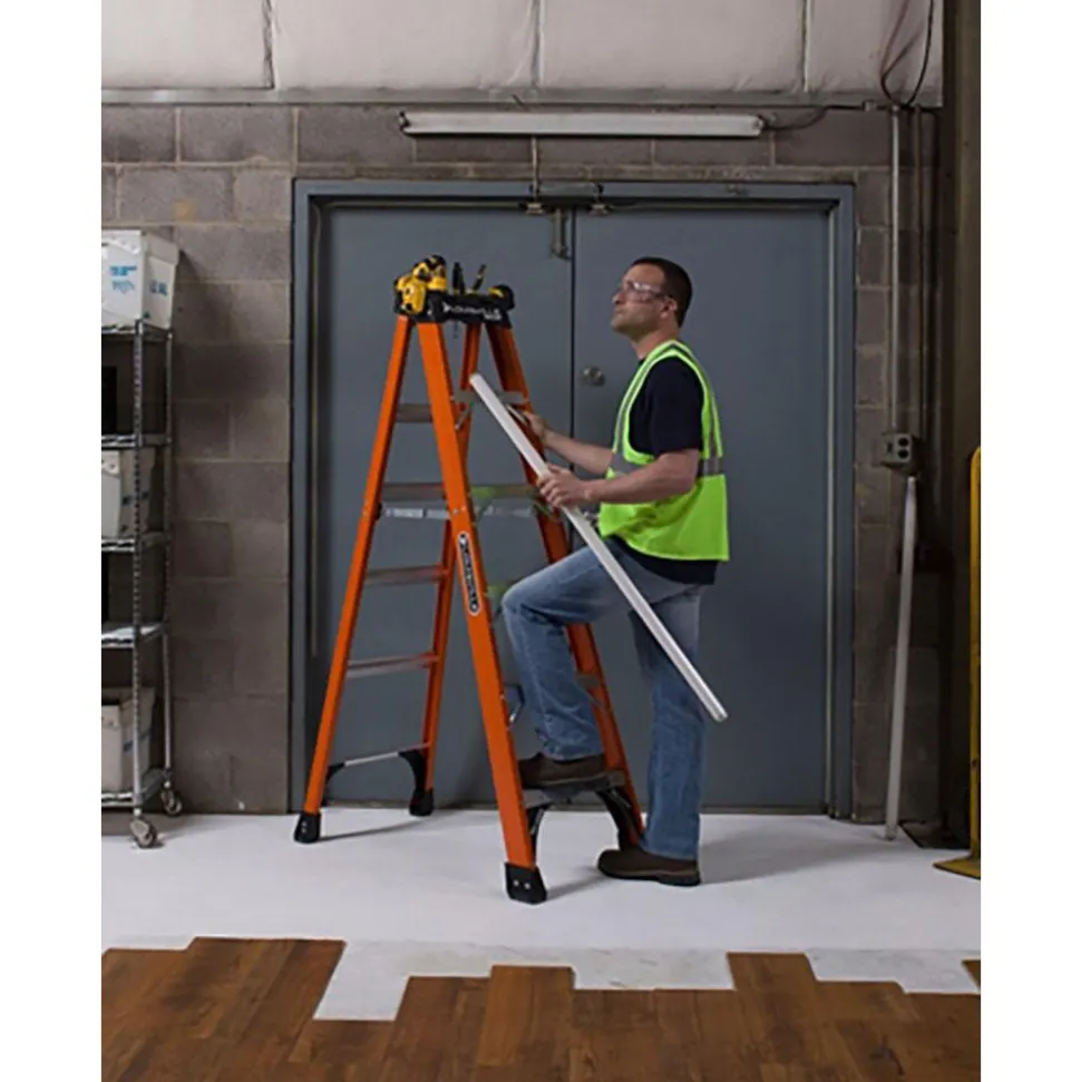 4 Step Fiberglass Foldable Step Ladder: Type IAA 375 lb Capacity 4' Height
