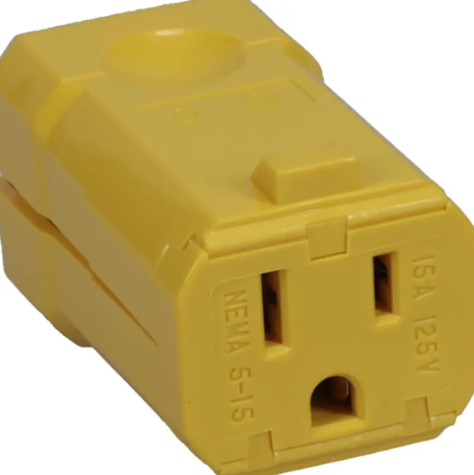 Straight Blade Connector: Industrial, 5-15R, 125VAC, Yellow
