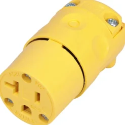 Straight Blade Connector: Commercial, 5-20R, 125VAC, Yellow