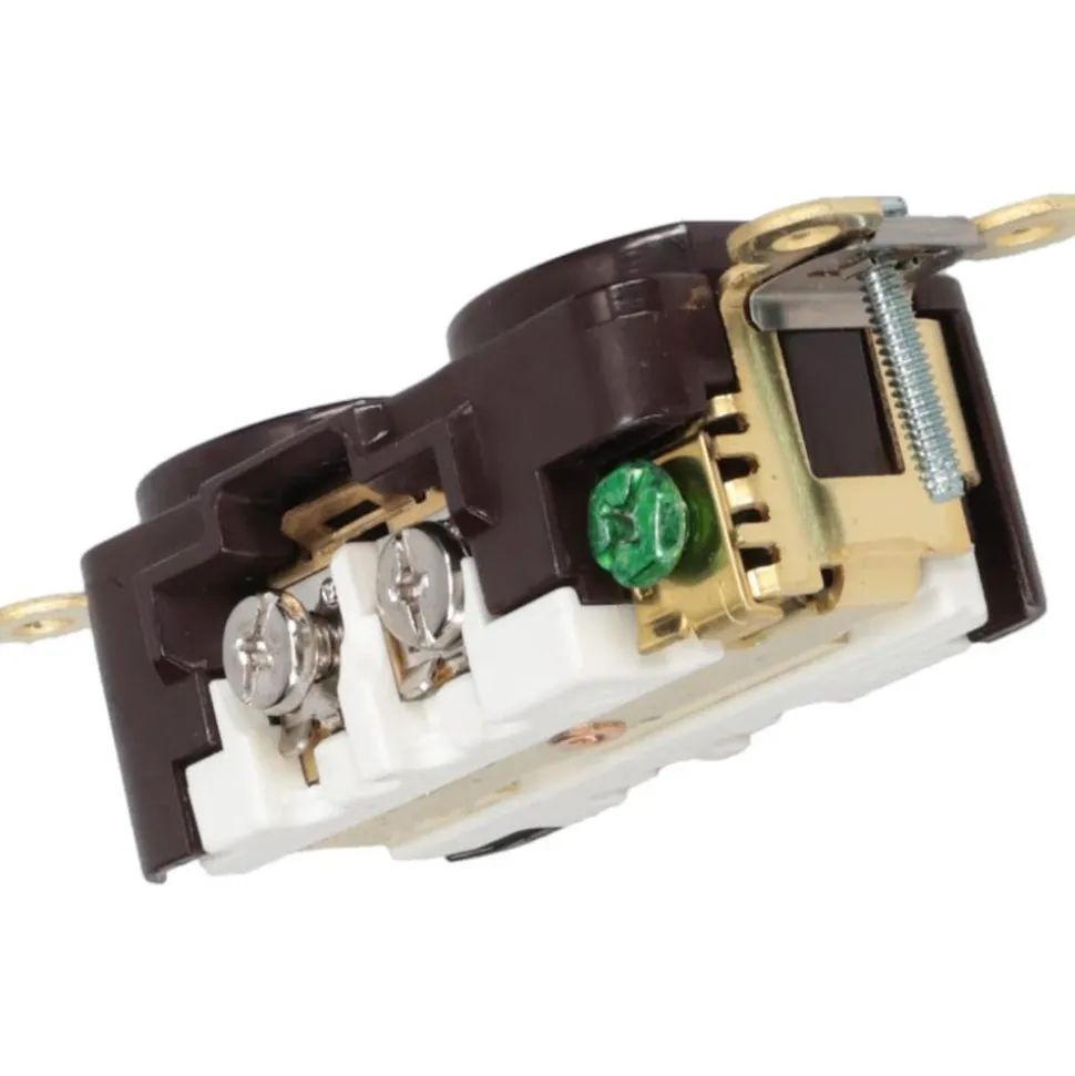 Straight Blade Duplex Receptacle: NEMA 5-20R, 20 Amps, Self-Grounding