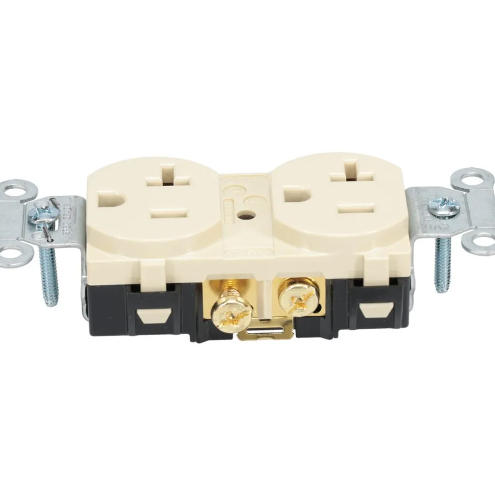 Straight Blade Duplex Receptacle: NEMA 5-20R, 20 Amps, Self-Grounding