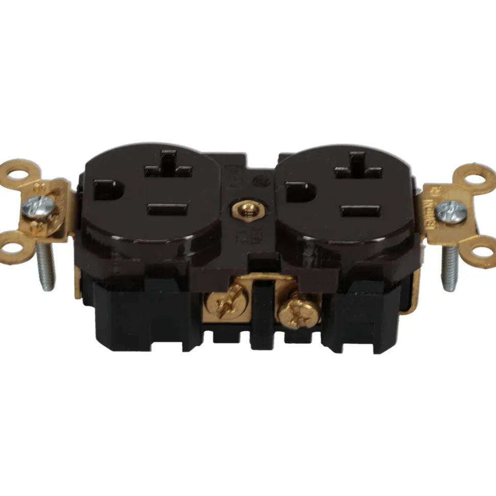 Straight Blade Duplex Receptacle: NEMA 5-20R, 20 Amps, Self-Grounding