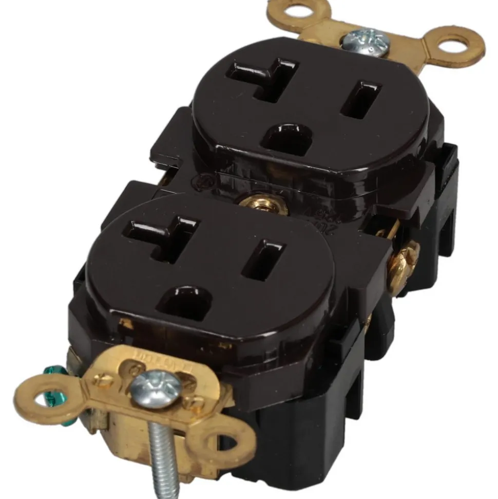 Straight Blade Duplex Receptacle: NEMA 5-20R, 20 Amps, Self-Grounding