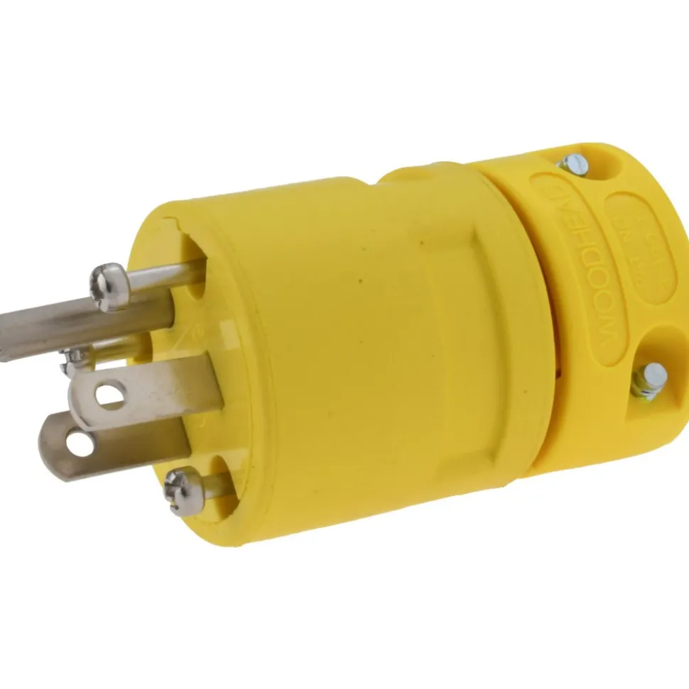 Straight Blade Plug: Industrial, 5-15, 125VAC, Yellow