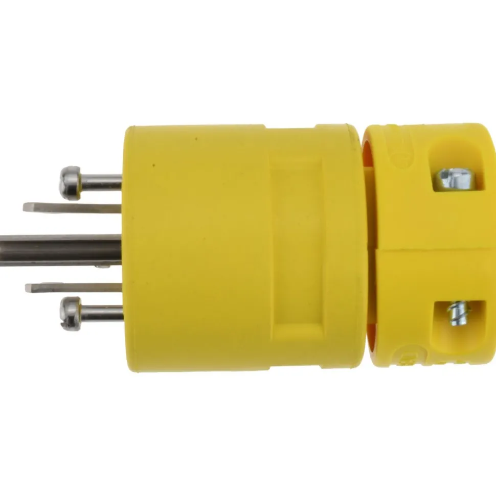 Straight Blade Plug: Industrial, 5-15, 125VAC, Yellow