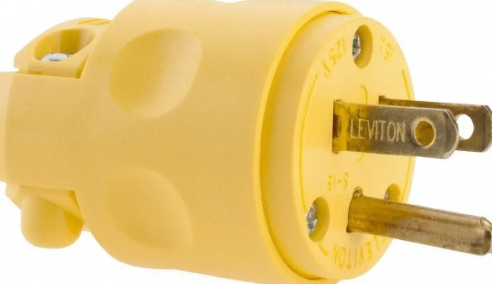 Straight Blade Plug: Residential, 5-15P, 125VAC, Yellow