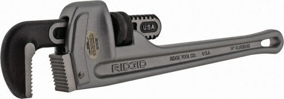 Straight Pipe Wrench: 2" Max, 14" OAL, Aluminum