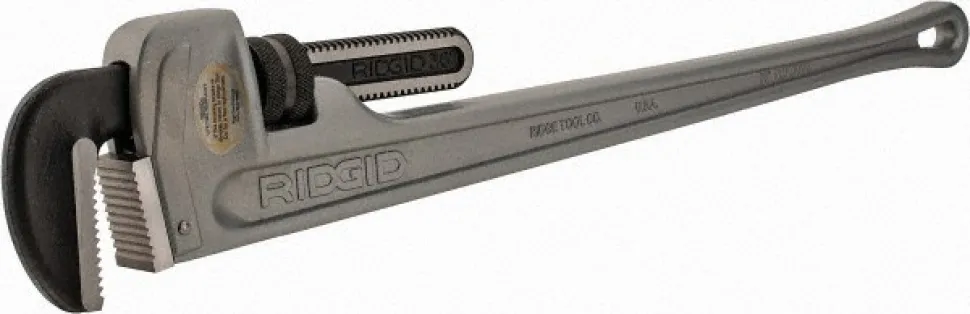 Straight Pipe Wrench: 5" Max, 36" OAL, Aluminum