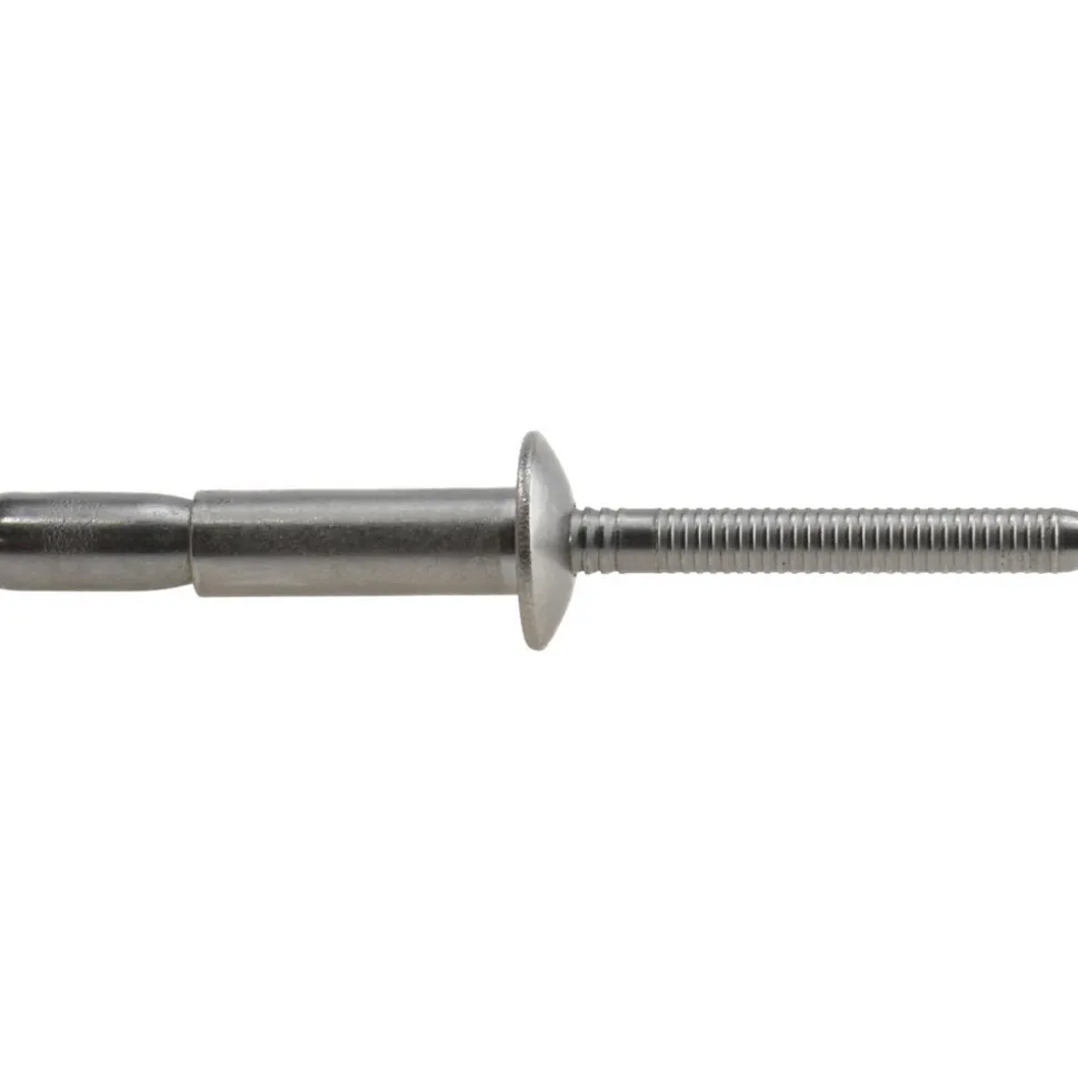Structural with Locking Stem Blind Rivet: Size 810, Dome Head, Stainless Steel Body, Stainless Steel Mandrel