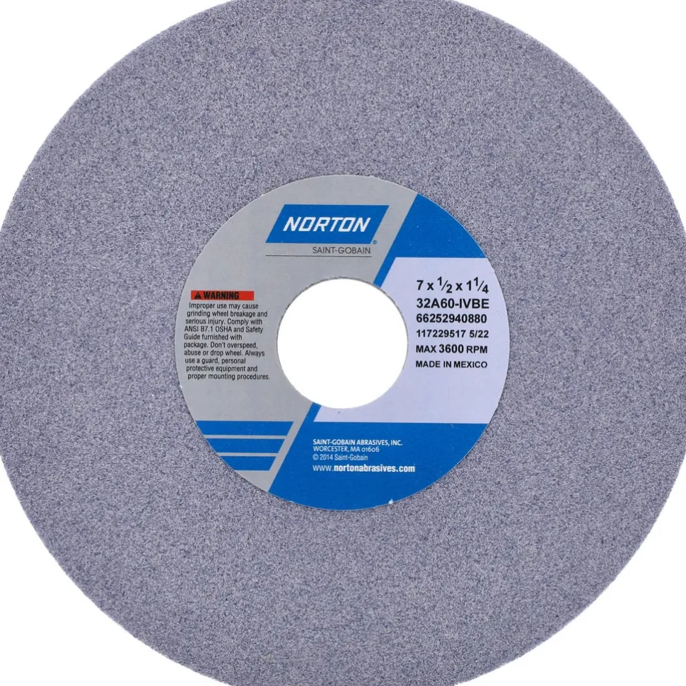 Surface Grinding Wheel: 7" Dia, 1/2" Thick, 1-1/4" Arbor, 60 Grit