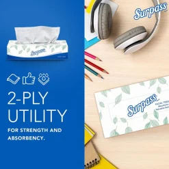 Surpass® Facial Tissue (21340), 2-Ply, White, Ecologo, Flat Facial Tissue Boxes for Business