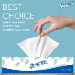 Surpass® Facial Tissue (21340), 2-Ply, White, Ecologo, Flat Facial Tissue Boxes for Business