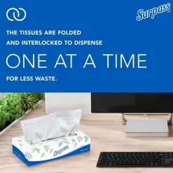 Surpass® Facial Tissue (21340), 2-Ply, White, Ecologo, Flat Facial Tissue Boxes for Business