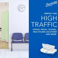 Surpass® Facial Tissue (21340), 2-Ply, White, Ecologo, Flat Facial Tissue Boxes for Business