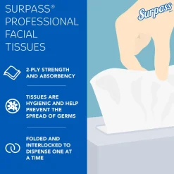 Surpass® Facial Tissue (21340), 2-Ply, White, Ecologo, Flat Facial Tissue Boxes for Business