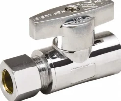 Sweat 1/2 Inlet, 125 Max psi, Chrome Finish, Brass Water Supply Stop Valve