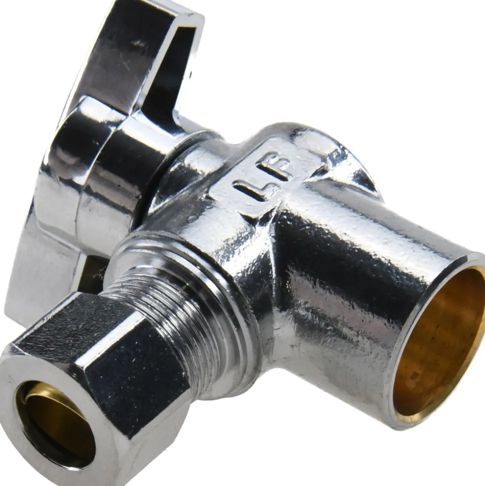Sweat 1/2 Inlet, 125 Max psi, Chrome Finish, Brass Water Supply Stop Valve