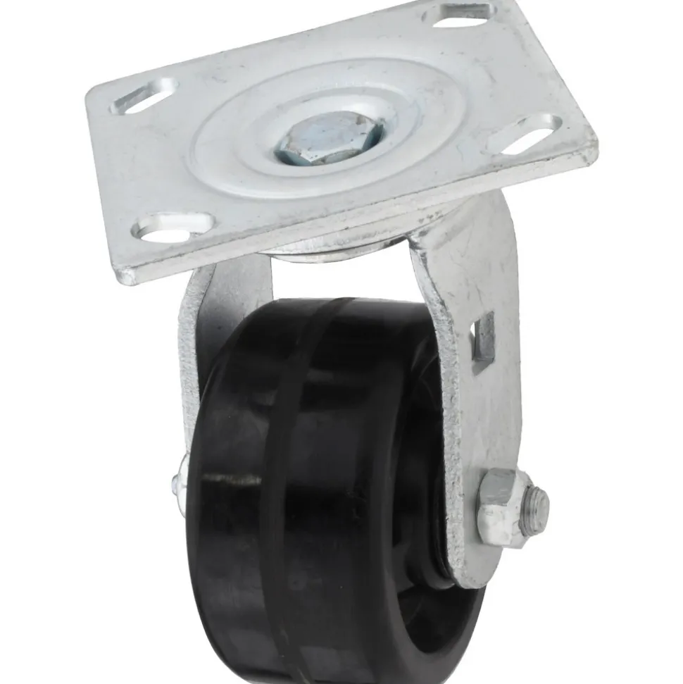 Swivel Top Plate Caster: Phenolic, 4" Wheel Dia, 2" Wheel Width, 800 lb Capacity, 5-5/8" OAH