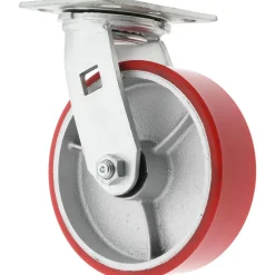 Swivel Top Plate Caster: Polyurethane, 6" Wheel Dia, 2" Wheel Width, 1,200 lb Capacity, 7-1/2" OAH